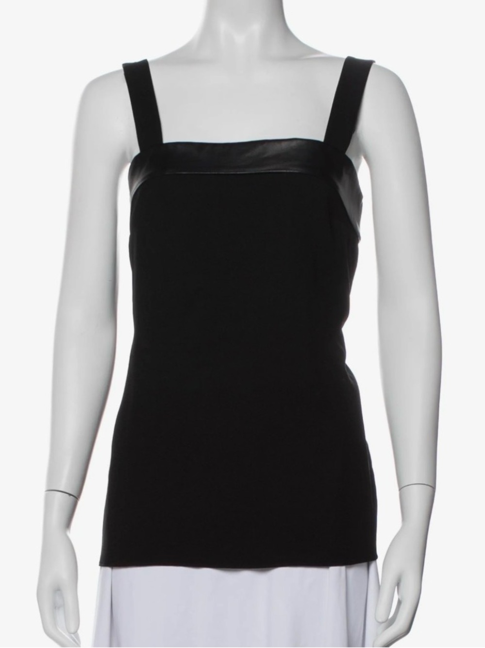 Gucci Black Sleeveless Top with Leather Trim